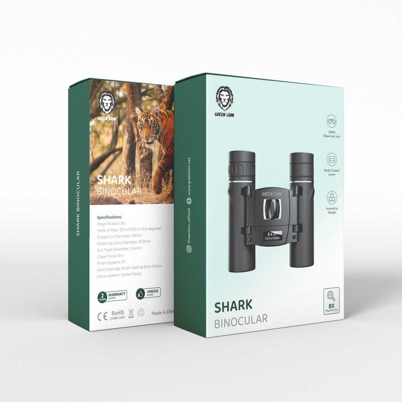 GNSRKBINCULBK Green Lion Shark Binocular 8x21 Magnification Multi Coated Lens Black Trend Store
