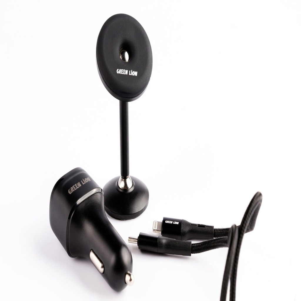 Green 3 in 1 Combo Magnetic Car Holder Car Charger 20W PDQC USBC to Lightning Cable 12M 20W Black 1 Trend Store