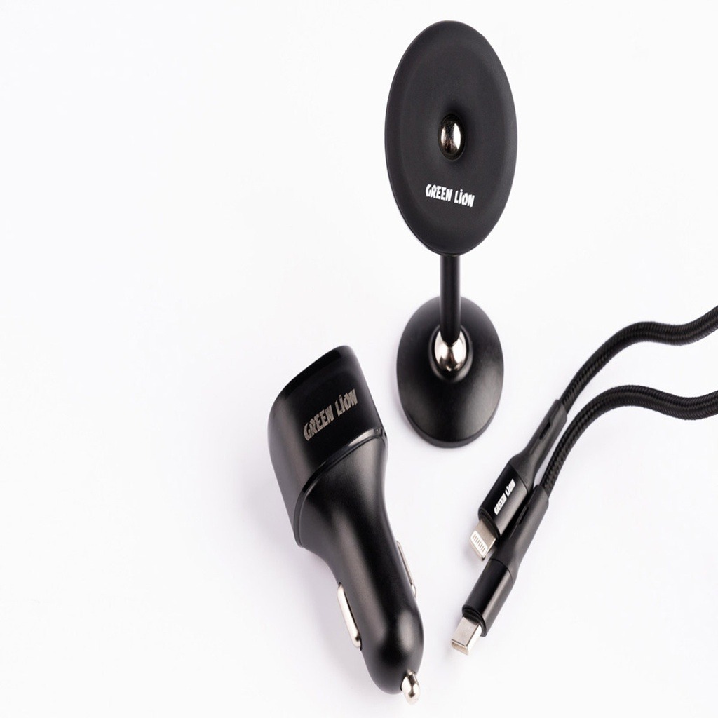 Green 3 in 1 Combo Magnetic Car Holder Car Charger 20W PDQC USBC to Lightning Cable 12M 20W Black 2 Trend Store