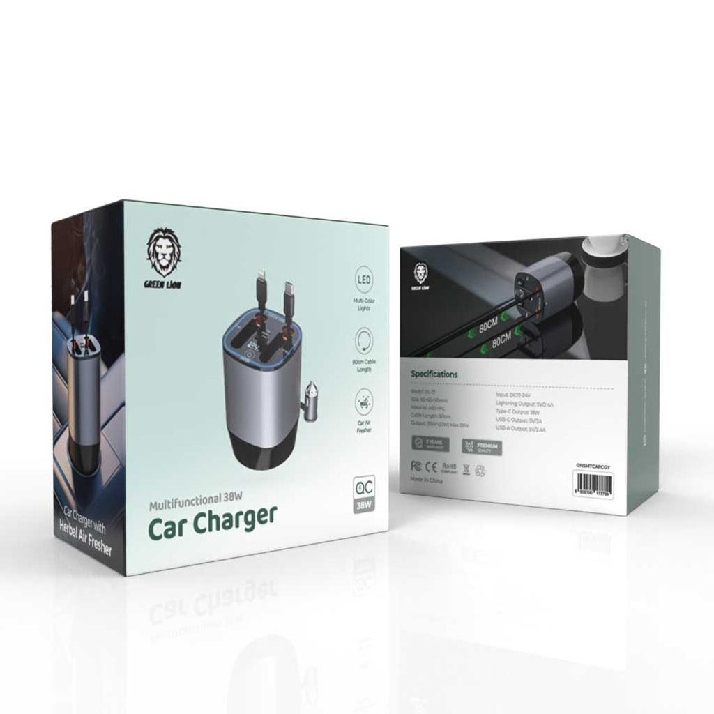 Green Lion Multifunctional Car Charger 38W Gray Trend Store